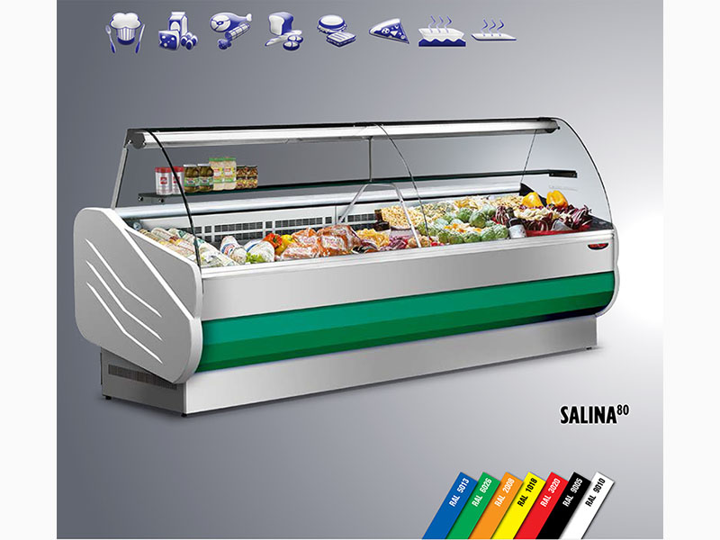 Vetrina refrigerata classica con frontale colorato esposizione semi ventilato